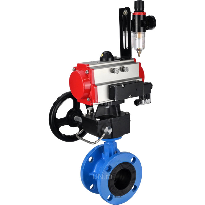 Затвор дисковый поворотный WBV1313E-2W-F-H Ду125 Ру16 фланцевый, корпус - чугун GGG40, диск - чугун GGG40, EPDM, с пневмоприводом PA-DA-130, пневмораспределителем 4M310-08 AC220V, ручным дублером MON1-250-T26-ISO и БПВ AFC2000 в Алматы