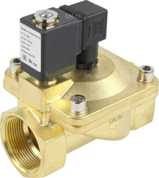 Клапан электромагнитный VS400-ET-NC-24VDC 2″ Ду50 Ру16, соленоидный двухходовой, корпус - латунь, уплотнение - EPDM, резьбовой, нормально-закрытый, пилотный, катушка - 24В