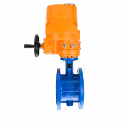 Затвор дисковый поворотный WBV1331E-2W-F-H Ду150 Ру16 фланцевый, корпус - чугун GGG40, диск - нержавеющая сталь 304, уплотнение - EPDM, с электроприводом QT-EX-030M-O2-220VAC-У1 с моментной муфтой 220В