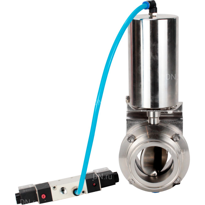 Затвор дисковый поворотный кламповый WBV3131E-2W-C-H Ду32 Ру10 корпус - пищевая нержавеющая сталь 304, уплотнение – EPDM, с пневмоприводом PA-SA-85 и пневмораспределителем 4V320-10 AC220V в Алматы