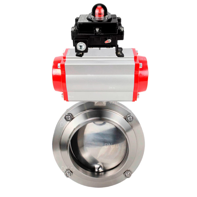 Затвор дисковый поворотный WBV3131S-2W-W-H Ду40 Ру10 под приварку, пищевая нержавеющая сталь 304, уплотнение – Silicon, с пневмоприводом PA-SA-065 и БКВ APL-410N EX в Алматы