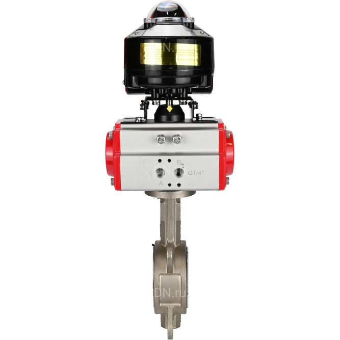 Затвор дисковый поворотный WBV3232P-2W-Fb-H Ду150 Ру16, корпус - нержавеющая сталь 316L, диск - нержавеющая сталь 316L, уплотнение - PTFE, с пневмоприводом PA-DA-130 двойного действия, с БКВ APL-510N EX в Алматы