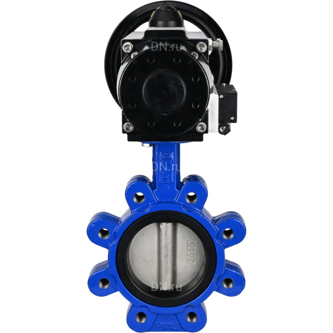 Затвор дисковый поворотный WBV1631E-2W-Fb-H Ду150 Ру16 LUG корпус - чугун QT450, диск - нержавеющая сталь 304, уплотнение - EPDM, с пневмоприводом PA-DA-105-1 и пневмораспределителем 4M310-08 DC24V в Алматы