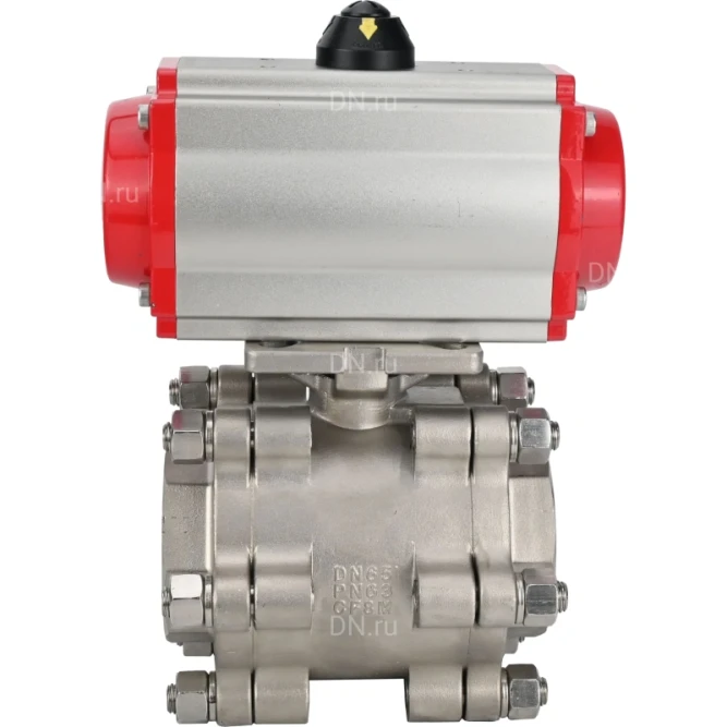 Кран шаровой BV3232P(3pc)-FP-SW-ISO-H Ду50 Ру63 полнопроходной, корпус - нержавеющая сталь SS316, под приварку, с пневмоприводом PA-SA-105, пневмораспределителем 4M310-08 DC24V в Алматы