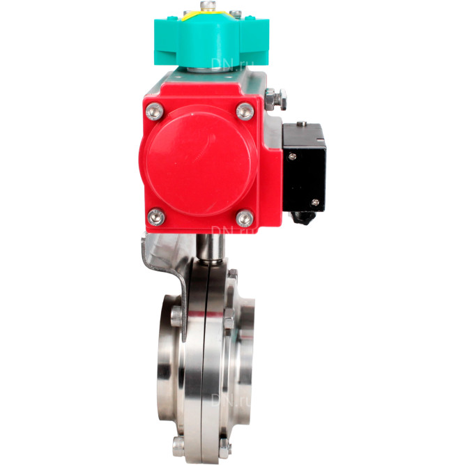 Затвор дисковый поворотный WBV3131E-2W-T-H Ду65 Ру10 резьбовой, пищевая нержавеющая сталь 304, уплотнение - EPDM, с пневмоприводом PA-DA-052, пневмораспределителем 4M310-08 DC24V и магнитным переключателем ALS200D в Алматы