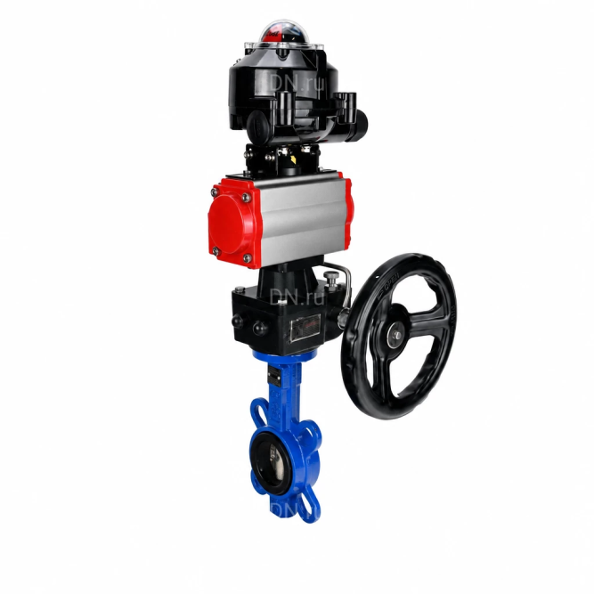 Затвор дисковый поворотный WBV1413E-2W-Fb-H Ду150 Ру16, корпус - чугун GGG50, диск - чугун GGG40, уплотнение - EPDM, с пневмоприводом PA-DA-105, БКВ APL-510N EX и ручным дублером MON3-700-T38-ISO в Алматы