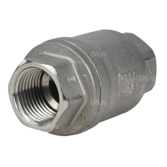 Клапан обратный VCS3232P-T 3/4″ Ду20 Ру16 резьбовой, пружинный, корпус - нержавеющая сталь 316, диск - нержавеющая сталь 316, уплотнение - металл в Алматы