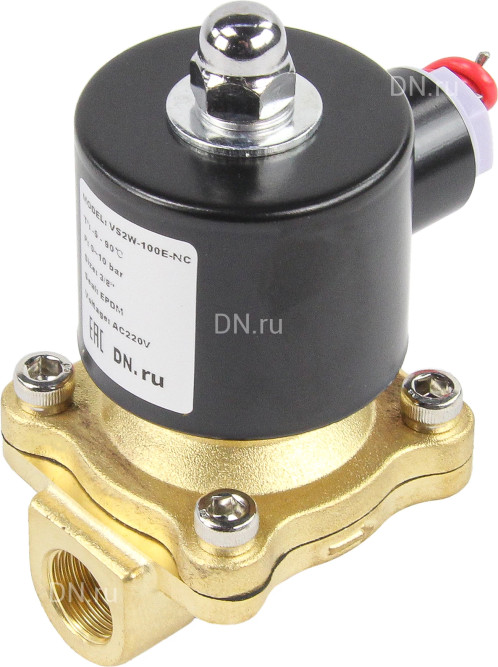 Клапан электромагнитный VS100-NT-NC-24VAC 3/8″ Ду10 Ру10 прямого действия двухходовой, корпус - латунь, присоединение - внутренняя резьба, уплотнение - NBR, нормально-закрытый, катушка - 24 В AC в Алматы