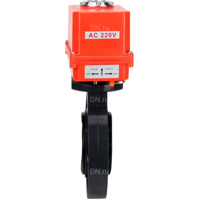 Затвор дисковый поворотный WBV4242E-2W-Fb-ISO Дн65 Ру10 межфланцевый, корпус - НПВХ, диск - НПВХ, уплотнение - EPDM, с электроприводом QT-N-003EM-O1-220VAC-У1 MINI в Алматы