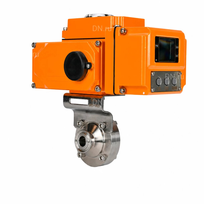 Затвор дисковый поворотный WBV3131E-2W-C-H Ду32 Ру10 кламповый, корпус - пищевая нержавеющая сталь 304, уплотнение - EPDM, с электроприводом QT-N-005EM-A1-220VAC-У1 c датчиком обратной связи и входным управляющим сигналом 4-20мА HARK в Алматы