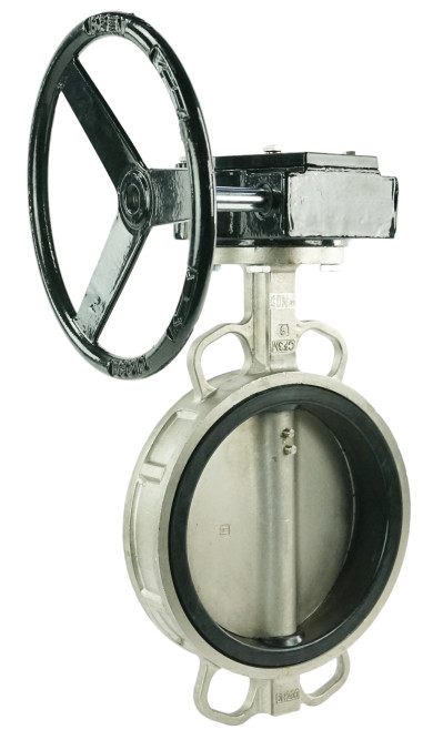 Затвор дисковый поворотный WBV3232E-2W-Fb-H Ду125 Ру16, корпус - сталь 316L, диск - сталь 316L, уплотнение - EPDM,с редуктором RDN RQN3-150Z-T24 в Алматы