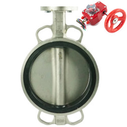 Затвор дисковый поворотный WBV3232V-2W-Fb-H Ду150 Ру16 межфланцевый, корпус - нержавеющая сталь 316L, диск - нержавеющая сталь 316L, уплотнение - Viton, с редуктором HGBF RQN1-180Z с индикатором положения и датчиком обратной связи