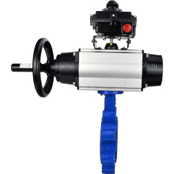 Затвор дисковый поворотный WBV1616E-2W-Fb-H Ду150 Ру16 LUG корпус - чугун QT450, диск - чугун QT450, уплотнение - EPDM, с пневмоприводом PA-DA-105-1, пневмораспределителем 4M310-08 DC24V и БКВ APL-410N EX