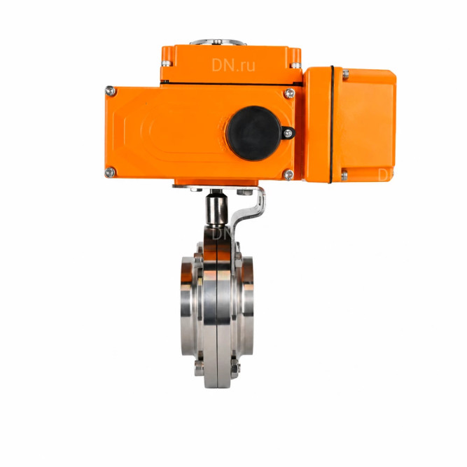 Затвор дисковый поворотный WBV3131E-2W-W-H Ду20 Ру10 под приварку, корпус - пищевая нержавеющая сталь 304, уплотнение - EPDM, с электроприводом QT-N-005EM-B1-220VAC-У1 c датчиком обратной связи и входным управляющим сигналом 0-10В HARK в Алматы