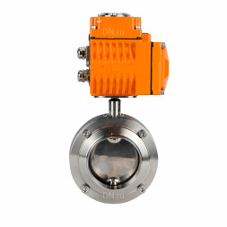 Затвор дисковый поворотный WBV3131E-2W-W-H Ду20 Ру10 под приварку, корпус - пищевая нержавеющая сталь 304, уплотнение - EPDM, с электроприводом QT-N-005EM-B1-220VAC-У1 c датчиком обратной связи и входным управляющим сигналом 0-10В HARK