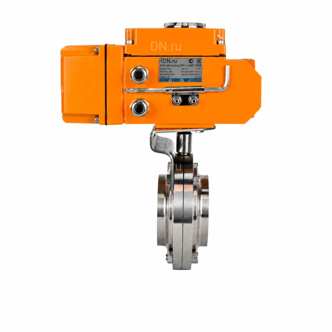 Затвор дисковый поворотный WBV3131E-2W-W-H Ду20 Ру10 под приварку, корпус - пищевая нержавеющая сталь 304, уплотнение - EPDM, с электроприводом QT-N-005EM-B1-220VAC-У1 c датчиком обратной связи и входным управляющим сигналом 0-10В HARK в Алматы