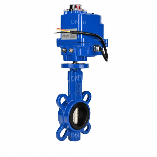 Затвор дисковый поворотный WBV1413E-2W-Fb-H Ду40 Ру16, корпус - чугун GGG50, диск - чугун GGG40, уплотнение - EPDM, с электроприводом QT-N-003EM-O1-12VDC-У1 blue 12В в Алматы