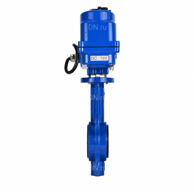 Затвор дисковый поворотный WBV1413E-2W-Fb-H Ду40 Ру16, корпус - чугун GGG50, диск - чугун GGG40, уплотнение - EPDM, с электроприводом QT-N-003EM-O1-12VDC-У1 blue 12В в Алматы