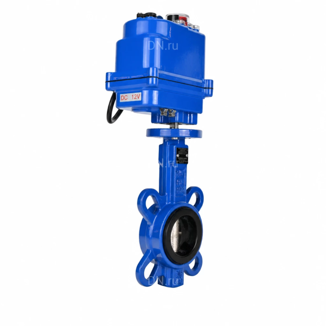Затвор дисковый поворотный WBV1413E-2W-Fb-H Ду40 Ру16, корпус - чугун GGG50, диск - чугун GGG40, уплотнение - EPDM, с электроприводом QT-N-003EM-O1-12VDC-У1 blue 12В в Алматы