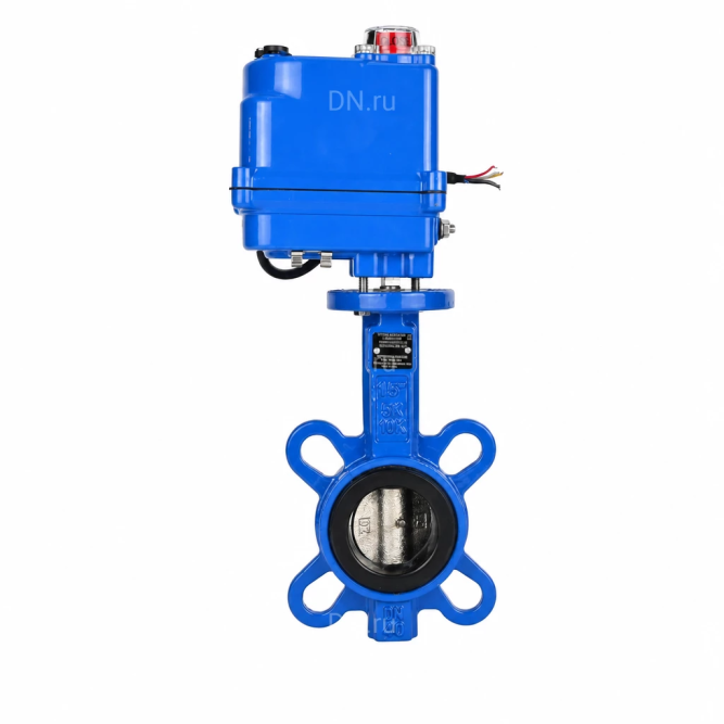 Затвор дисковый поворотный WBV1413E-2W-Fb-H Ду40 Ру16, корпус - чугун GGG50, диск - чугун GGG40, уплотнение - EPDM, с электроприводом QT-N-003EM-O1-12VDC-У1 blue 12В в Алматы