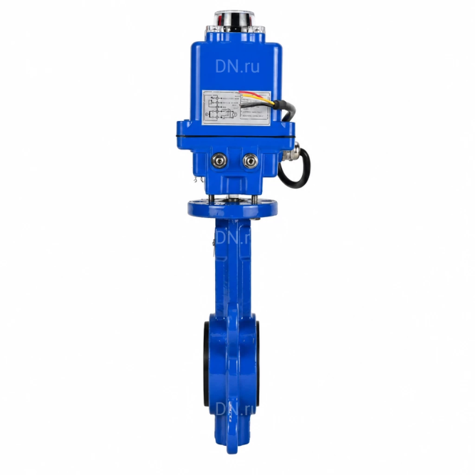 Затвор дисковый поворотный WBV1413E-2W-Fb-H Ду40 Ру16, корпус - чугун GGG50, диск - чугун GGG40, уплотнение - EPDM, с электроприводом QT-N-003EM-O1-12VDC-У1 blue 12В в Алматы