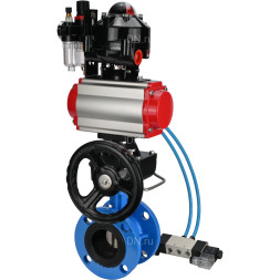 Затвор дисковый поворотный WBV1313E-2W-F-H Ду200 Ру16 фланцевый, корпус - чугун GGG40, диск - чугун GGG40, EPDM, с пневмоприводом PA-DA-140, пневмораспределителем 4V320-08 AC220V, БКВ APL-510N EX, дублером MON2-450-T28-ISO и БПВ AFC2000