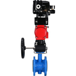 Затвор дисковый поворотный WBV1313E-2W-F-H Ду125 Ру16 фланцевый, корпус - чугун GGG40, диск - чугун GGG40, EPDM, с пневмоприводом PA-DA-130, позиционером YT-1000RSN с обратной связью и ручным дублером MON1-250-T26-ISO
