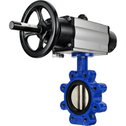 Затвор дисковый поворотный WBV1616E-2W-Fb-H Ду125 Ру16 LUG корпус - чугун QT450, диск - чугун QT450, уплотнение - EPDM, с пневмоприводом PA-DA-105-1 и пневмораспределителем 4M310-08 DC24V