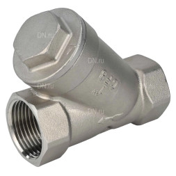 Клапан обратный VCSY3131P-T 1″ 1/2 Ду40 Ру40 Y-образный, резьбовой, пружинный, корпус - нержавеющая сталь 304, диск - нержавеющая сталь 304, уплотнение - PTFE
