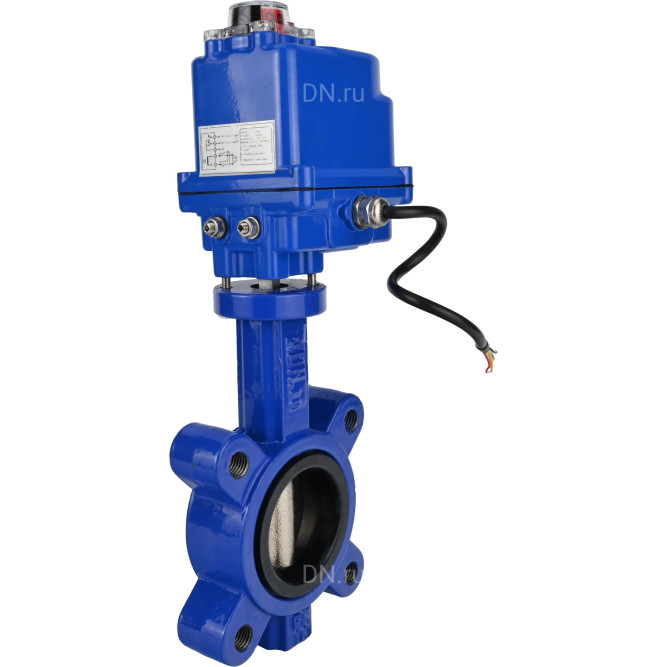 Затвор дисковый поворотный WBV1616N-2W-Fb-H Ду50 Ру16 LUG межфланцевый, корпус - чугун QT450, диск - чугун QT450, уплотнение - NBR, с электроприводом QT-N-003EM-O1-12VDC-У1 blue 12В в Алматы