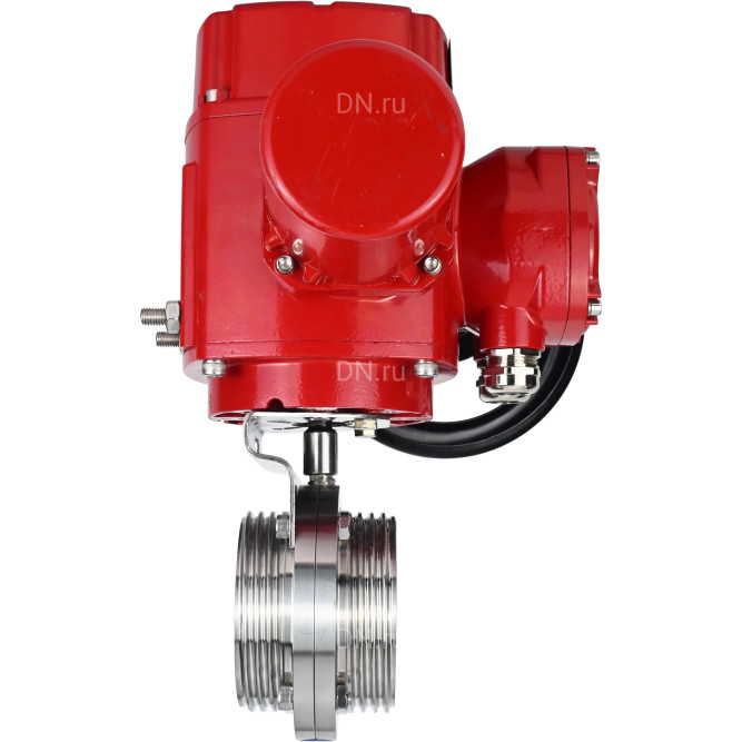 Затвор дисковый поворотный WBV3131E-2W-T-H Ду65 Ру10 резьбовой, корпус - пищевая нержавеющая сталь 304, уплотнение - EPDM, с электроприводом QT-EX-005M-O2-380VAC-У1 с моментной муфтой и штурвалом в Алматы
