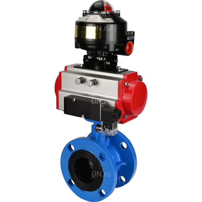 Затвор дисковый поворотный WBV1313E-2W-F-H Ду125 Ру16 фланцевый, корпус - чугун GGG40, диск - чугун GGG40, уплотнение - EPDM, с пневмоприводом PA-DA-130, пневмораспределителем 4M310-08 DC24V и БКВ APL-510N EX в Алматы