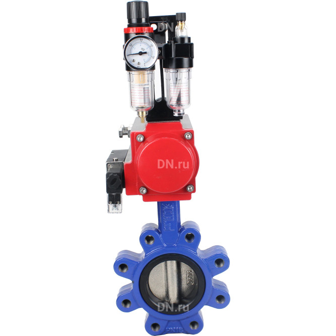 Затвор дисковый поворотный WBV1616E-2W-Fb-H Ду100 Ру16 LUG корпус - чугун QT450, диск - чугун QT450, уплотнение - EPDM, с пневмоприводом PA-SA-130, пневмораспределителем 4M310-08 AC220V и БПВ AFC2000 в Алматы