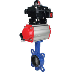 Затвор дисковый поворотный WBV1132N-2W-Fb-H Ду125 Ру16, корпус - чугун GG25, диск - нержавеющая сталь 316L, уплотнение - NBR, с пневмоприводом PA-SA-140 с возвратными пружинами, пневмораспределителем 4M310-08 DC24V, БКВ APL-410N EX