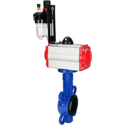 Затвор дисковый поворотный WBV1432N-2W-Fb-H Ду150 Ру16, корпус - чугун GGG50, диск - нержавеющая сталь 316L, уплотнение - NBR, с пневмоприводом PA-DA-105 двойного действия, пневмораспределителем 4M310-08 AC220V, БПВ AFC2000
