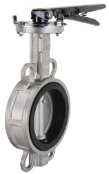 Затвор дисковый поворотный WBV3232V-2W-Fb-H Ду100 Ру16 межфланцевый, корпус - нержавеющая сталь 316L, диск - нержавеющая сталь 316L, уплотнение - VITON, с рукояткой, квадрат 11х11, F07