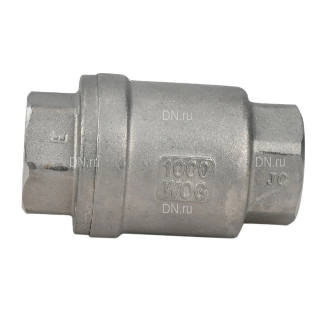Клапан обратный VCS3232P-T 1″ 1/2 Ду40 Ру16 резьбовой, пружинный, корпус - нержавеющая сталь 316, диск - нержавеющая сталь 316, уплотнение - металл в Алматы