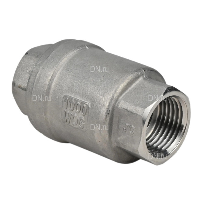 Клапан обратный VCS3232P-T 1″ 1/2 Ду40 Ру16 резьбовой, пружинный, корпус - нержавеющая сталь 316, диск - нержавеющая сталь 316, уплотнение - металл в Алматы