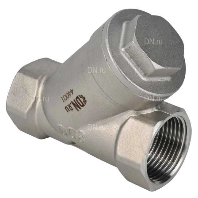 Клапан обратный VCSY3131P-T 2″ Ду50 Ру40 Y-образный, резьбовой, пружинный, корпус - нержавеющая сталь 304, диск - нержавеющая сталь 304, уплотнение - PTFE в Алматы