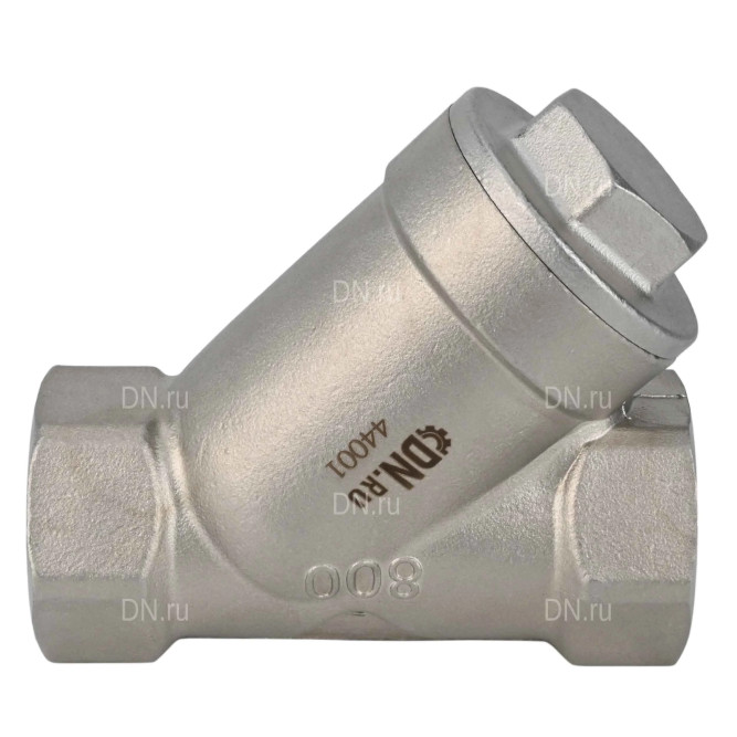 Клапан обратный VCSY3131P-T 2″ Ду50 Ру40 Y-образный, резьбовой, пружинный, корпус - нержавеющая сталь 304, диск - нержавеющая сталь 304, уплотнение - PTFE в Алматы