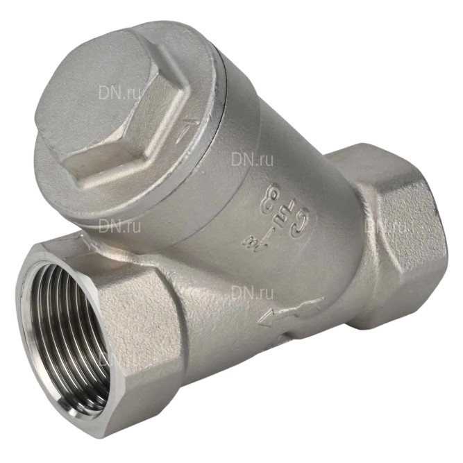 Клапан обратный VCSY3131P-T 2″ Ду50 Ру40 Y-образный, резьбовой, пружинный, корпус - нержавеющая сталь 304, диск - нержавеющая сталь 304, уплотнение - PTFE в Алматы