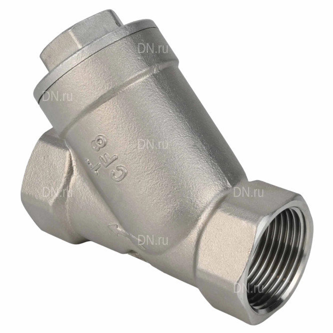 Клапан обратный VCSY3131P-T 2″ Ду50 Ру40 Y-образный, резьбовой, пружинный, корпус - нержавеющая сталь 304, диск - нержавеющая сталь 304, уплотнение - PTFE в Алматы