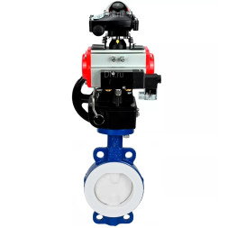 Затвор дисковый поворотный WBV3434Pf-2W-Fb-R Ду150 Ру16 корпус - углеродистая сталь WCB, диск - углеродистая сталь WCB, футерованный PTFE, уплотнение - PTFE, с PA-DA-105, пневмораспределителем 4M310-08 AC220V, БКВ APL-210N и MON3-700-T38-ISO