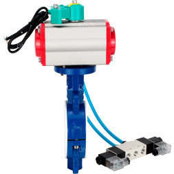 Затвор дисковый поворотный WBV3434Pf-2W-Fb-H Ду125 Ру16 корпус - углеродистая сталь WCB, диск - углеродистая сталь WCB, футерованный PTFE, уплотнение - PTFE, с PA-DA-083, 4V320-08 AC220V и ALS200D