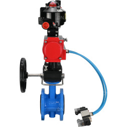 Затвор дисковый поворотный WBV1313E-2W-F-H Ду65 Ру16 фланцевый, корпус - чугун GGG40, диск - чугун GGG40, EPDM, с пневмоприводом PA-DA-105, пневмораспределителем 4V320-08 AC220V, БКВ APL-510N EX, дублером MON1-250-T26-ISO и БПВ AFC2000