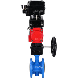 Затвор дисковый поворотный WBV1313E-2W-F-H Ду200 Ру16 фланцевый, корпус - чугун GGG40, диск - чугун GGG40, EPDM, с пневмоприводом PA-DA-140, позиционером YT-1000RSN с обратной связью и ручным дублером MON2-450-T28-ISO