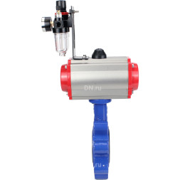Затвор дисковый поворотный WBV1616E-2W-Fb-H Ду125 Ру16 LUG корпус - чугун QT450, диск - чугун QT450, уплотнение - EPDM, с пневмоприводом PA-SA-140, пневмораспределителем 4M310-08 AC220V и БПВ AFC2000