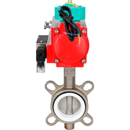 Затвор дисковый поворотный WBV3131P-2W-Fb-H Ду125 Ру16 корпус - нержавеющая сталь 304, диск - нержавеющая сталь 304, уплотнение - PTFE, с пневмоприводом PA-DA-105, пневмораспределителем 4M310-08 AC220V и магнитным переключателем ALS200D