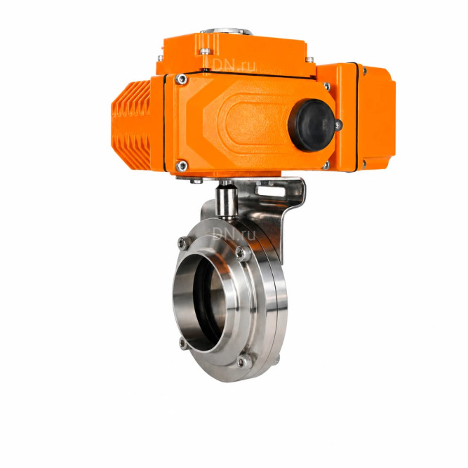 Затвор дисковый поворотный WBV3131E-2W-W-H Ду40 Ру10 под приварку, корпус - пищевая нержавеющая сталь 304, уплотнение - EPDM, с электроприводом QT-N-005EM-B1-220VAC-У1 c датчиком обратной связи и входным управляющим сигналом 0-10В HARK в Алматы