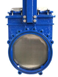 Задвижка шиберная GVKN1331N-2W-Fb-R Ду400 Ру10 WENZ двусторонняя, межфланцевая, шпиндель - невыдвижной, корпус - чугун GGG40, шибер - нержавеющая сталь 304, уплотнение - NBR, с редуктором